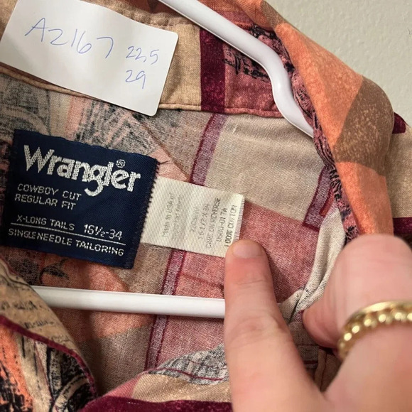Vtg Wrangler Men Cowboy Shirt Long Sleeve Multicolor M L Native Western Native - Picture 5 of 7